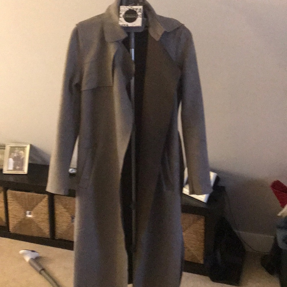 Brand new Gray suede trench coat